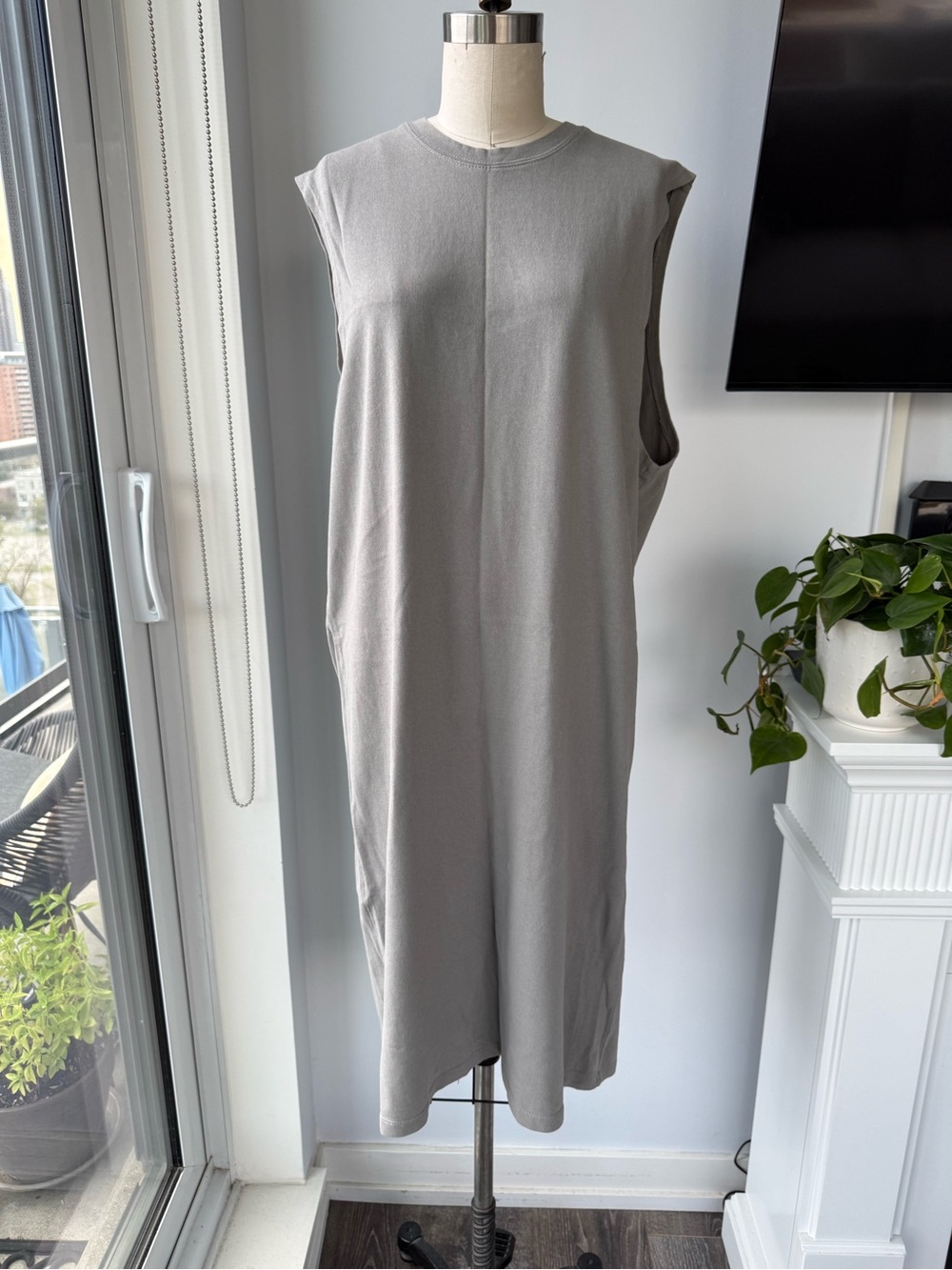 NOUL by Oak+Fort Grey 100% Cotton Sleeveless Muscle Midi Dress